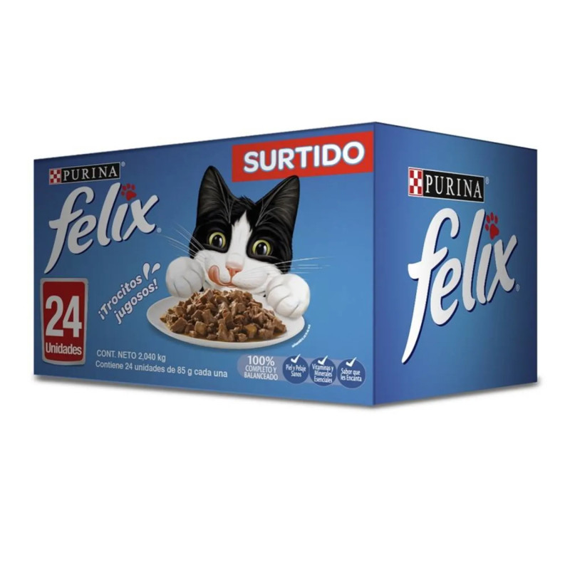 Alimento Humedo para Gato Purina Felix Surtido 24 pzas de 85 g c/u