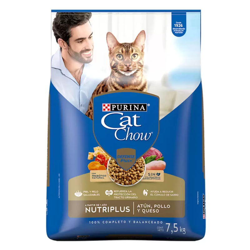 Cat Chow Purina Alimento para Gato Atún Pollo y Queso 7.5kg