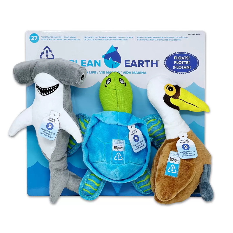 Clean Earth Spunky Pup Juquete para perro 3 pzas
